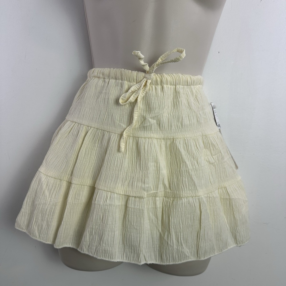 Vintage InGear Y2k Micro Mini Skirt Tiered S Yellow Ruffle Coquette Indie NEW